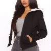 Fashion Nova Teddies & Babydolls Double Standards Sherpa Hoodie - Black