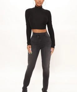 Fashion Nova Cross Me Once Stretch Skinny Jeans - Black