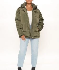 Fashion Nob Winter Blowout Speak My Mind Puffer Jacket - Olive