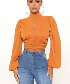 Fashion Nova Drinks Are On You Top - Cognac