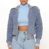 Fashion Nob Make You Blush Sherpa Jacket - Blue