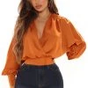 FashionNob Best Sellers Alyssa Surplice Top - Rust