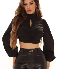 Fashion Nova Teddies & Babydolls Drinks Are On You Top - Black