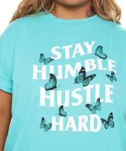 Fashion Nova Teddies & Babydolls Stay Humble Butterfly Tunic Top - Mint