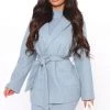 Fashion Nob What Will It Be Belted Coat - Light Blue Winter Blowout
