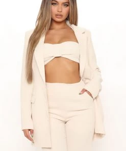 Fashion Nova Office Babe Lilliane 3 Piece Blazer Set - Nude