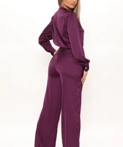 Fashion Nova Office Favorite Satin Pant Set - Plum 10 Fashion Nova Office Favorite Satin Pant Set - Plum