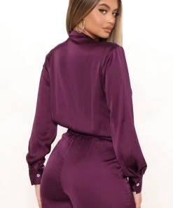 Fashion Nova Office Favorite Satin Pant Set - Plum 11 Fashion Nova Office Favorite Satin Pant Set - Plum