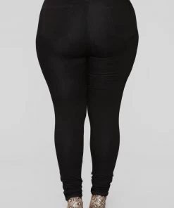 Mysite Classic High Waist Skinny Jeans - Black New Today