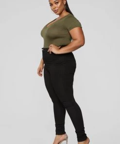 Mysite Classic High Waist Skinny Jeans - Black New Today