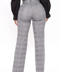 Fashion Nova Victoria High Waisted Dress Pant Plaid - Black/White