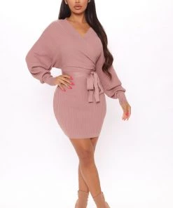 Fashion Nob Just Between Us Sweater Dress - Mauve Best Sellers