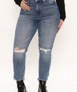 Fashion Nova Best Sellers Soho Straight Ankle Jeans - Medium Blue Wash