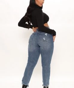 Fashion Nova Best Sellers Soho Straight Ankle Jeans - Medium Blue Wash