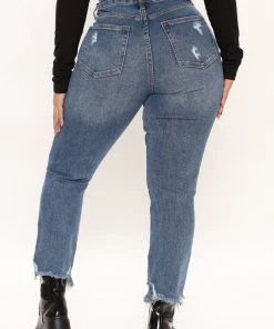 Fashion Nova Best Sellers Soho Straight Ankle Jeans - Medium Blue Wash