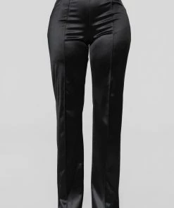 Fashion Nova Influencer Looks Make A Wish Stretch Satin Pants - Black
