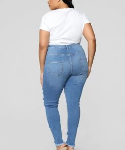 Fashion Nova Influencer Looks Little Miss High Rise Distressed Jeans - Light Blue Wash