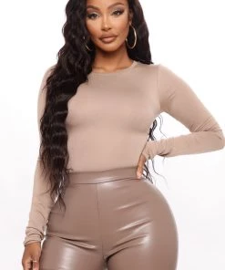 Fashion Nova Krystal Crew Neck Long Sleeve Bodysuit - Mocha New Today 9 Fashion Nova Krystal Crew Neck Long Sleeve Bodysuit - Mocha New Today