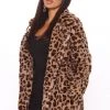 Fashion Nob Winter Blowout Feline Babe Faux Fur Coat - Brown/combo