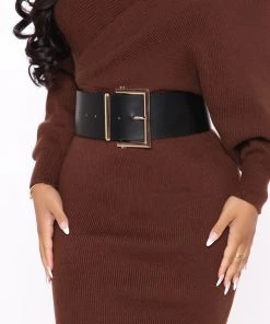 Fashion Nova Best Sellers On A New Level Wide Belt - Black