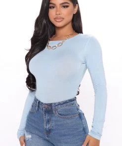 Fashion Nova New Today Krystal Crew Neck Long Sleeve Bodysuit - Light Blue 8 Fashion Nova New Today Krystal Crew Neck Long Sleeve Bodysuit - Light Blue
