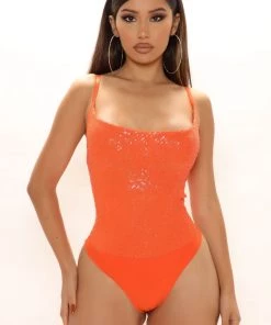 Fashion Nova SETS Sweet Tooth Sequin Skirt Set - Orange