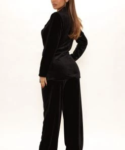 Fashion Nova Office Babe Synergy Velvet Blazer Set - Black