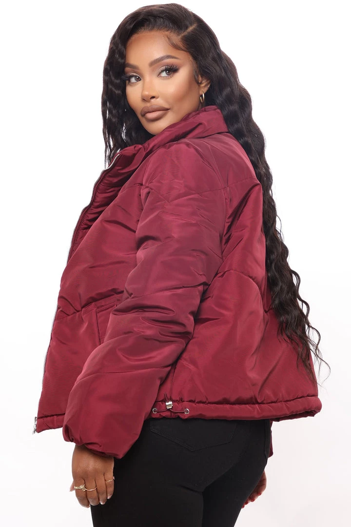 Fashion Nob Work Your Angles Chevron Puffer Jacket - Burgundy Teddies & Babydolls 3 Fashion Nob Work Your Angles Chevron Puffer Jacket - Burgundy Teddies & Babydolls