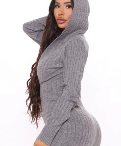 Fashion Nova Cutie Hooded Jumpsuit With Ears - Heather Grey