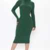 Fashion Nova Date Night Ready Sweater Midi Dress - Hunter DRESSES
