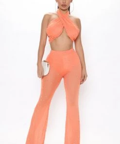Fashion Nova Making An Entrance Pant Set - Orange