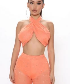Fashion Nova Making An Entrance Pant Set - Orange