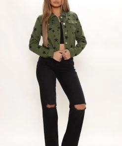 Fashion Nob Stars Are Blind Jacket - Olive Teddies & Babydolls