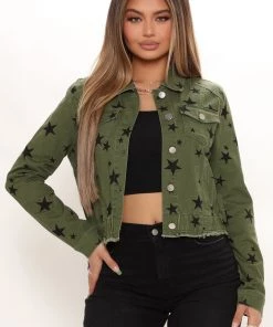 Fashion Nob Stars Are Blind Jacket - Olive Teddies & Babydolls