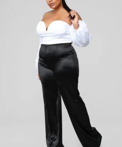 Fashion Nova Influencer Looks Make A Wish Stretch Satin Pants - Black