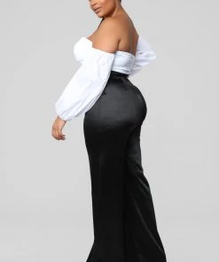 Fashion Nova Influencer Looks Make A Wish Stretch Satin Pants - Black