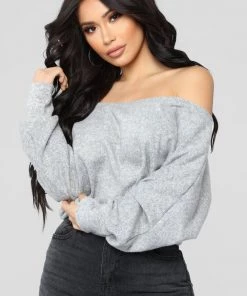 Fashion Nova Midnight Express Top - Heather Grey