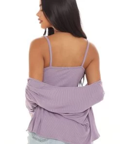 Fashion Nova Teddies & Babydolls Match Made 2 Piece Cardigan Set - Lavender