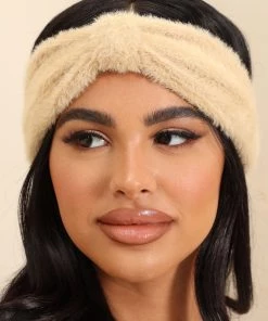 Fashion Nova East Coast Girl Fuzzy Headband - Nude Teddies & Babydolls