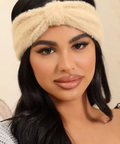 Fashion Nova East Coast Girl Fuzzy Headband - Nude Teddies & Babydolls