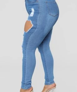 Mysite Catty Distressed Skinny Jeans - Medium Wash