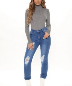 Fashion Nova Get On With It Turtleneck Sweater - Heather Grey