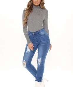 Fashion Nova Tall On A Wave Jeans - Medium Blue Wash Tall Clothing