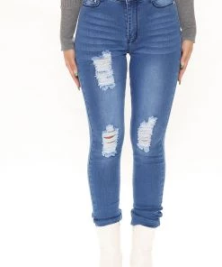 Fashion Nova Tall On A Wave Jeans - Medium Blue Wash Tall Clothing
