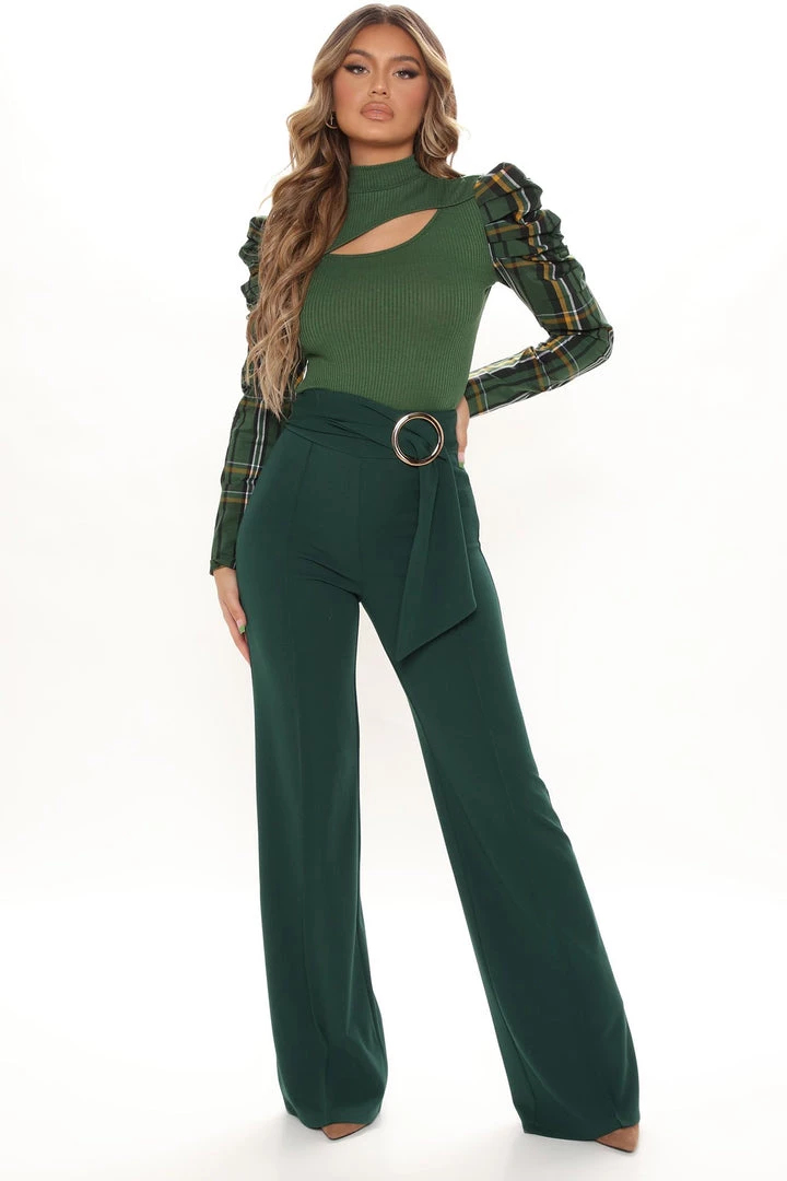 Fashion Nova Office Babe Office Crush Wide Leg Pant 35 - Emerald