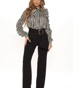 Fashion Nova Office Babe Office Crush Wide Leg Pant 33 - Black