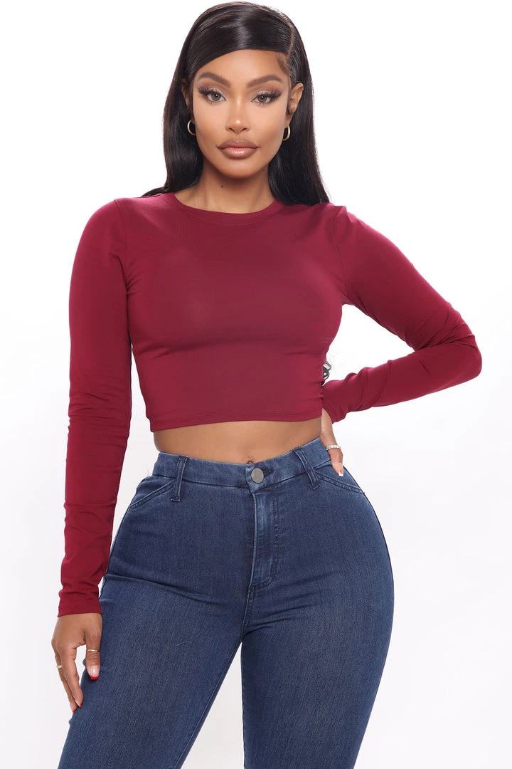 Fashion Nova Robin Long Sleeve Top - Wine Teddies & Babydolls 1 Fashion Nova Robin Long Sleeve Top - Wine Teddies & Babydolls