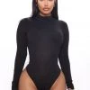 Fashion Nova Pamela Turtle Neck Long Sleeve Bodysuit - Black