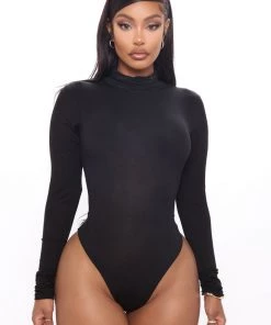Fashion Nova Pamela Turtle Neck Long Sleeve Bodysuit - Black