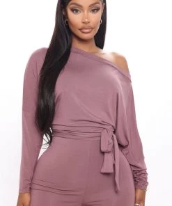 Fashion Nova Pro Lounger Flare Leg Jumpsuit - Dark Mauve